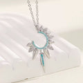 Blue Turquoise Zircon Tarot Sun Flower Necklace