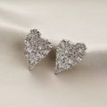 Lava Heart Full Diamond Zircon Stud Earrings
