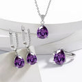 Amethyst Pear Cut Zirconia Jewelry Set