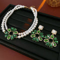 Luxury Pearl Green Crystal Flower Jewelry Set