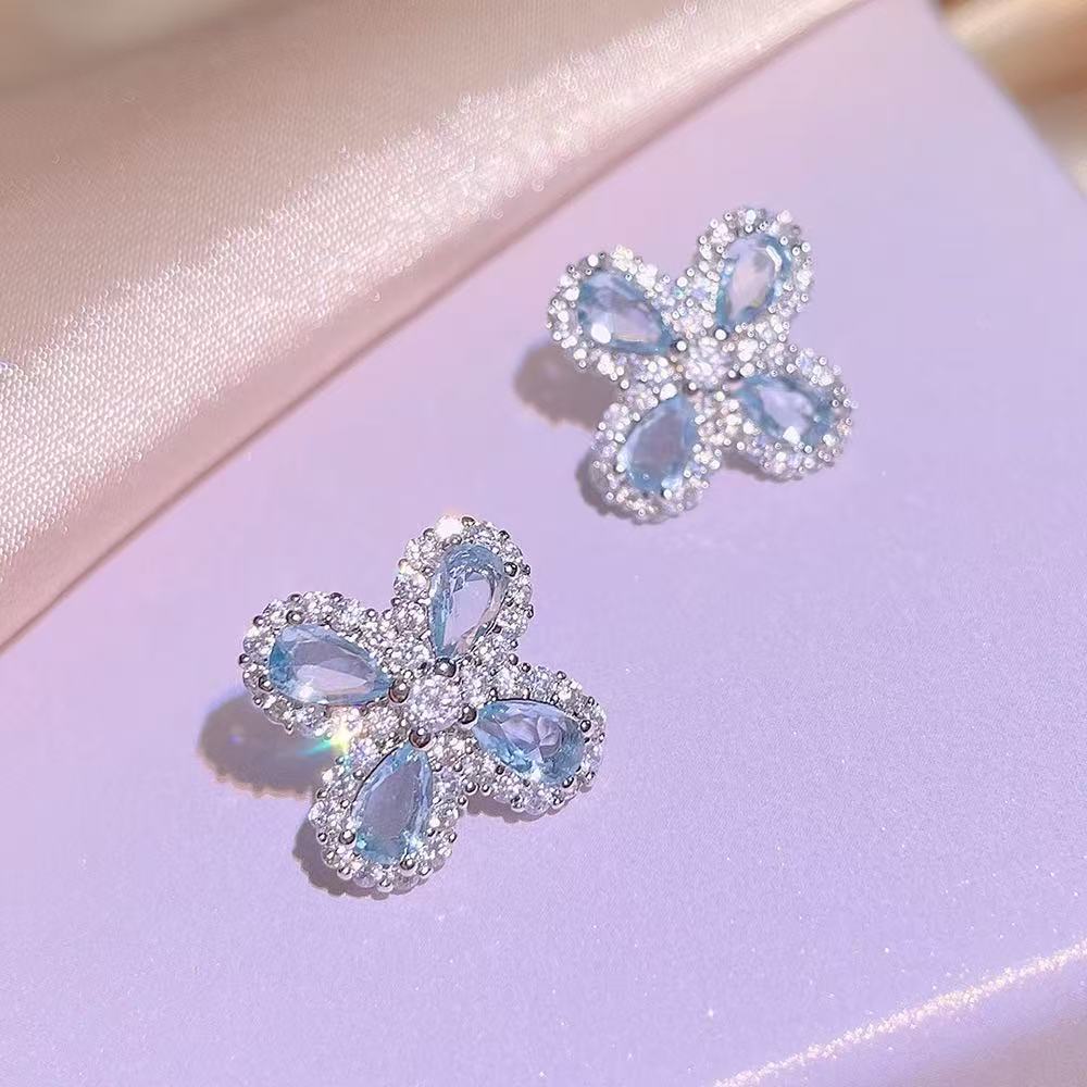 Aquamarine Four-Leaf Clover Jewelry Set