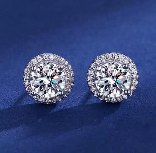 Moissanite Full Pave Diamond Stud Earrings