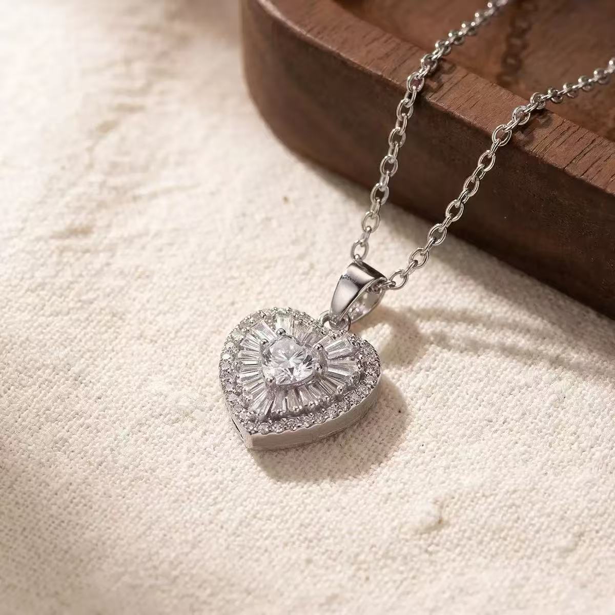 Copper Full Crystal Heart Necklace