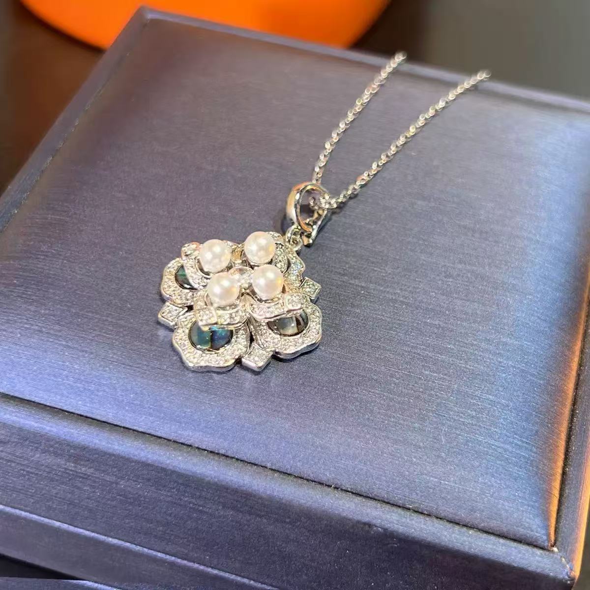 French Abalone Pearl Flower Jewelry Set