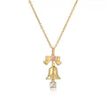 Colorful Zircon Copper Christmas Charm Necklace