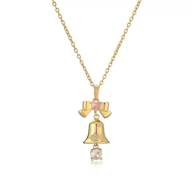 Colorful Zircon Copper Christmas Charm Necklace