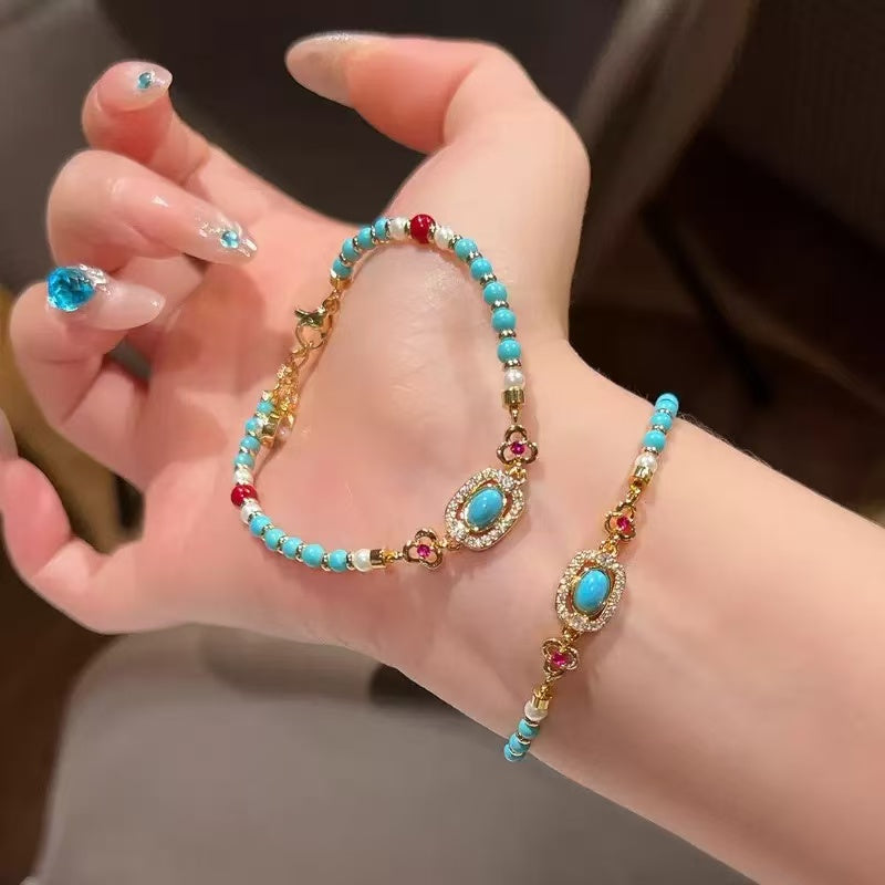 Turquoise Dopamine Vintage Beaded Bracelet