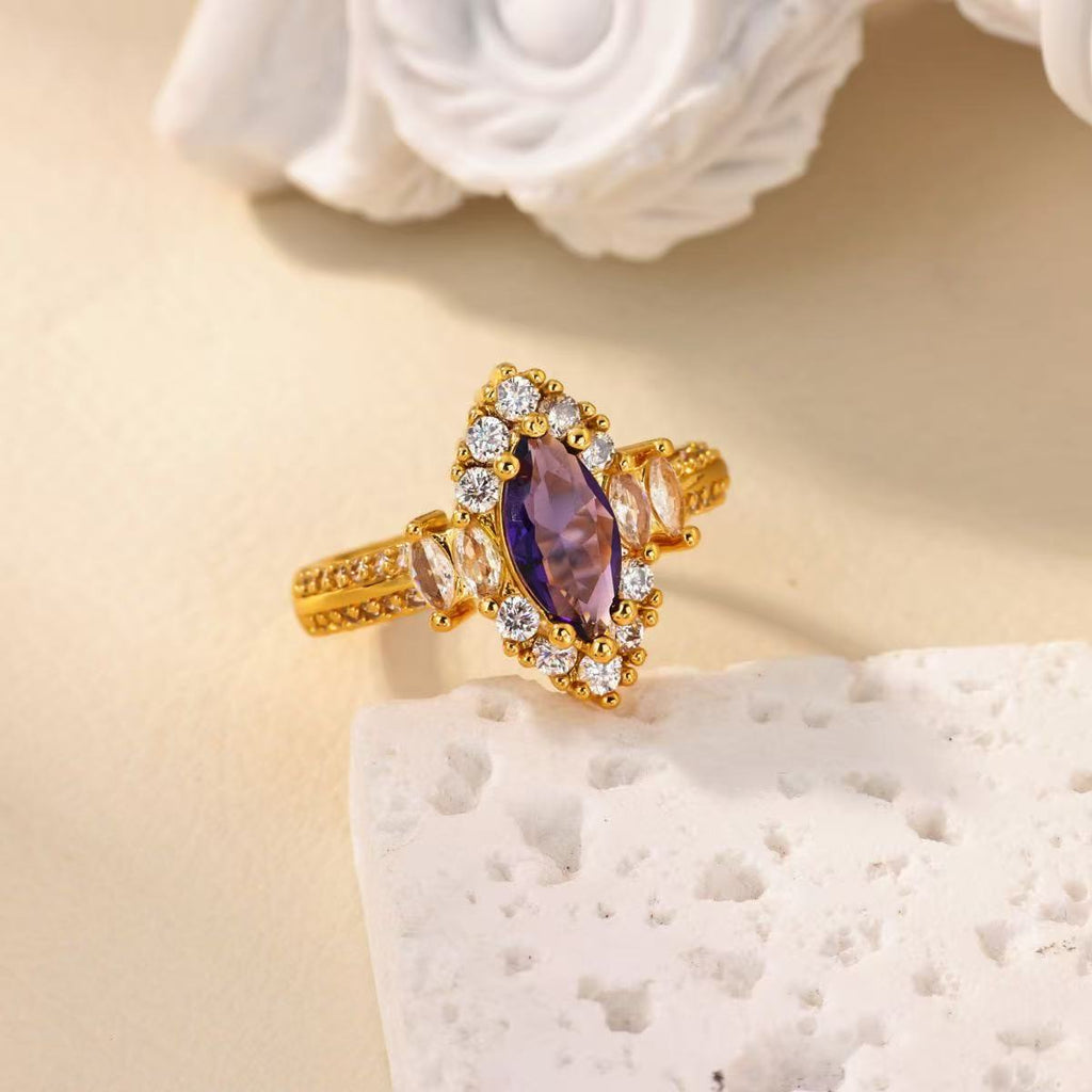 18K Vintage Purple Zirconia Open Ring
