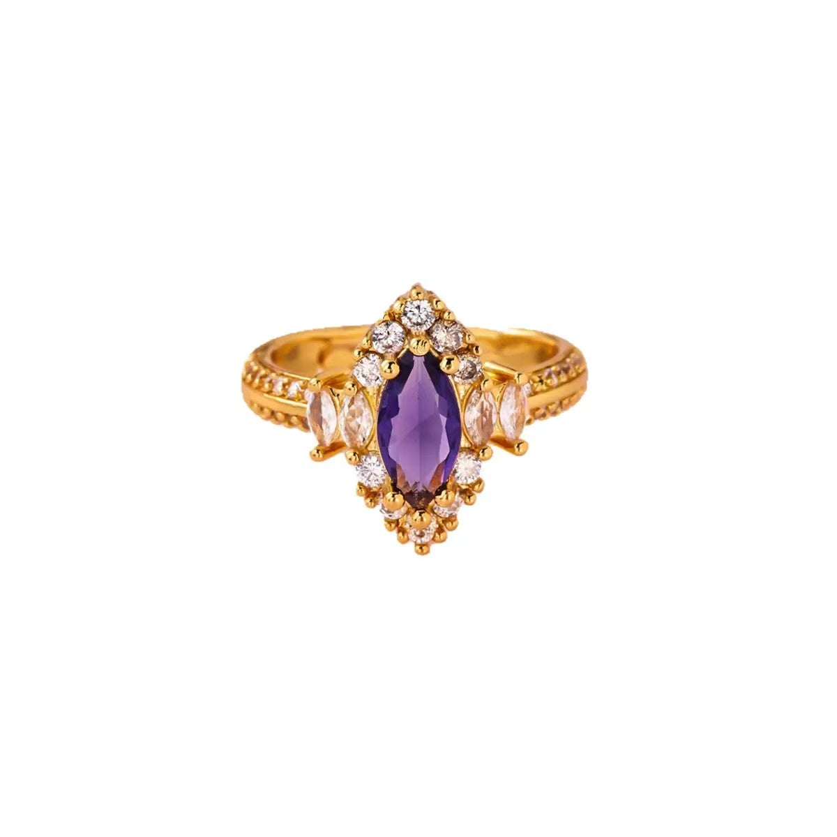 18K Vintage Purple Zirconia Open Ring