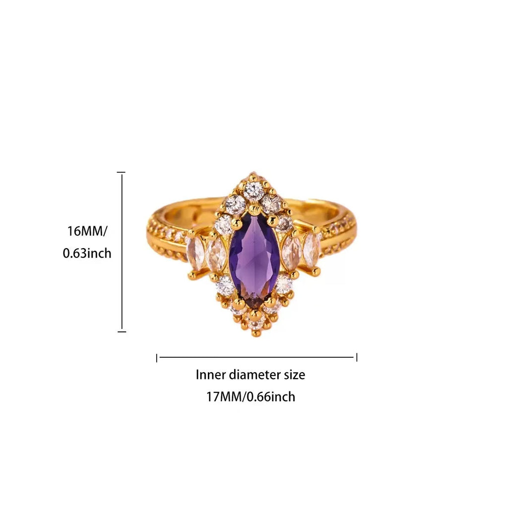 18K Vintage Purple Zirconia Open Ring