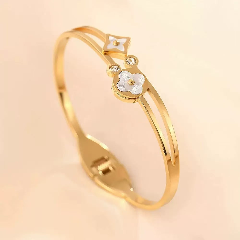 Gold Monogram Titanium Steel Bracelet