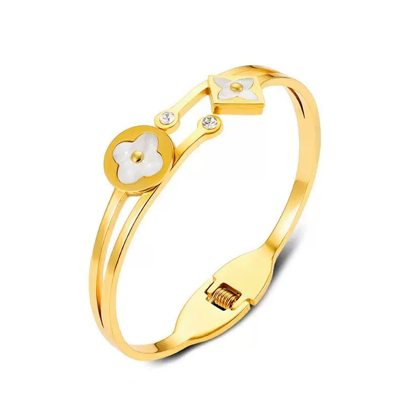 Gold Monogram Titanium Steel Bracelet