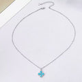Blue Turquoise Full Diamond Four-Leaf Clover Jewelry Set