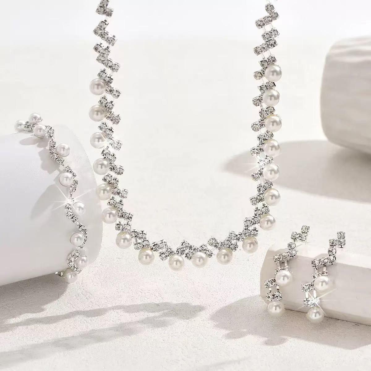 Full Diamond Pearl Luxury Jewelry Set