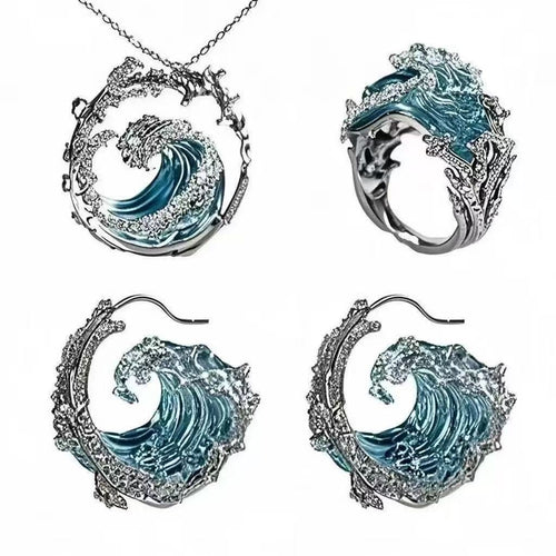 Blue Ocean Wave Jewelry Set