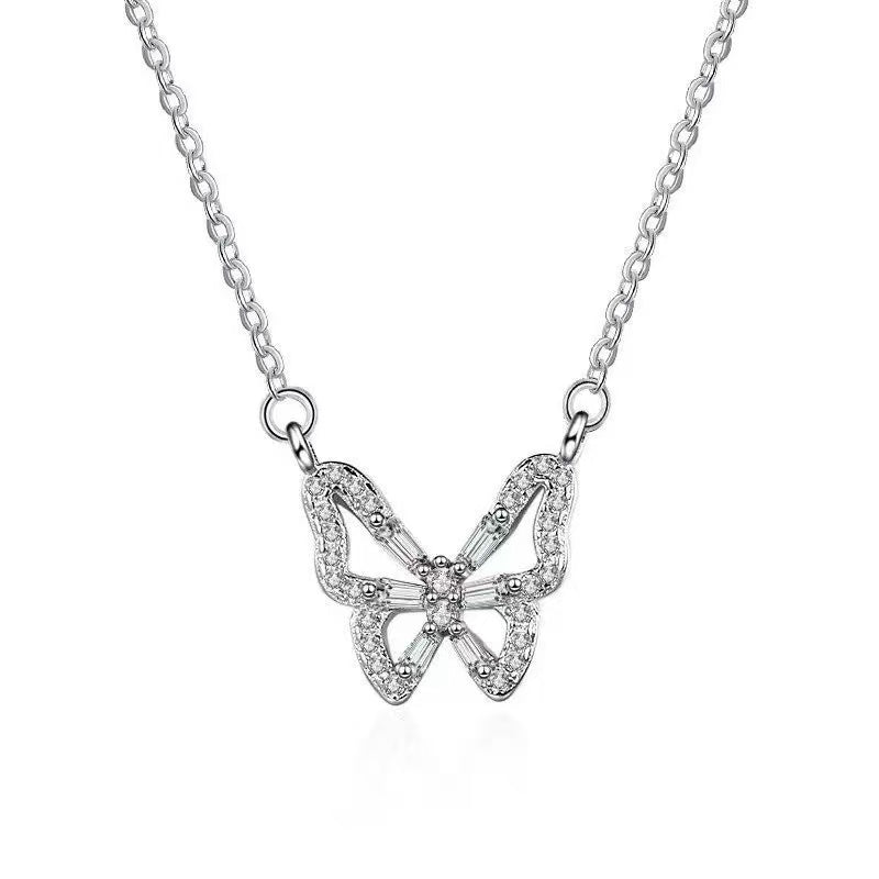Zirconia Butterfly Collarbone Necklace