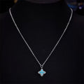 Turquoise Four-Leaf Clover Floral Necklace Set