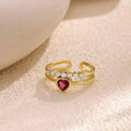 Copper Heart Zirconia Open Ring