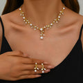 Elegant Leaf Pearl Jewelry Set