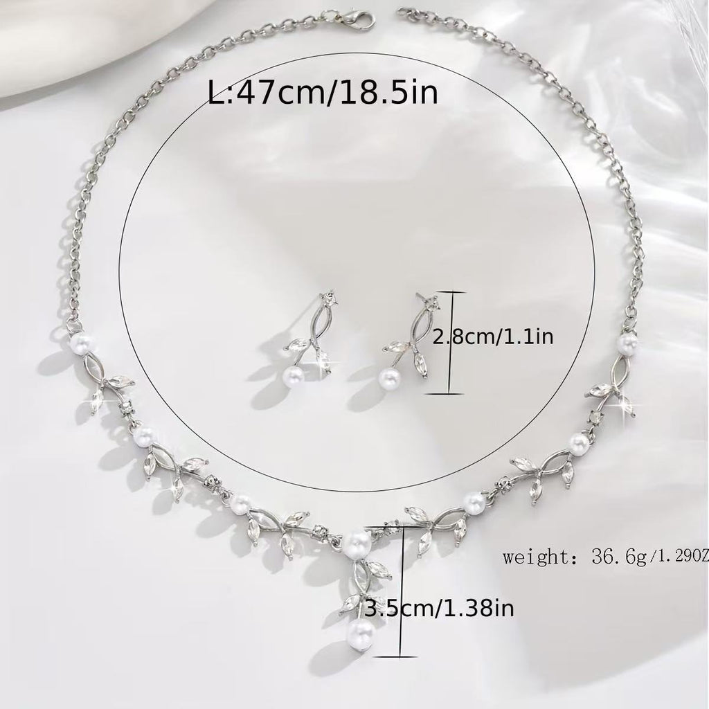 Elegant Leaf Pearl Jewelry Set