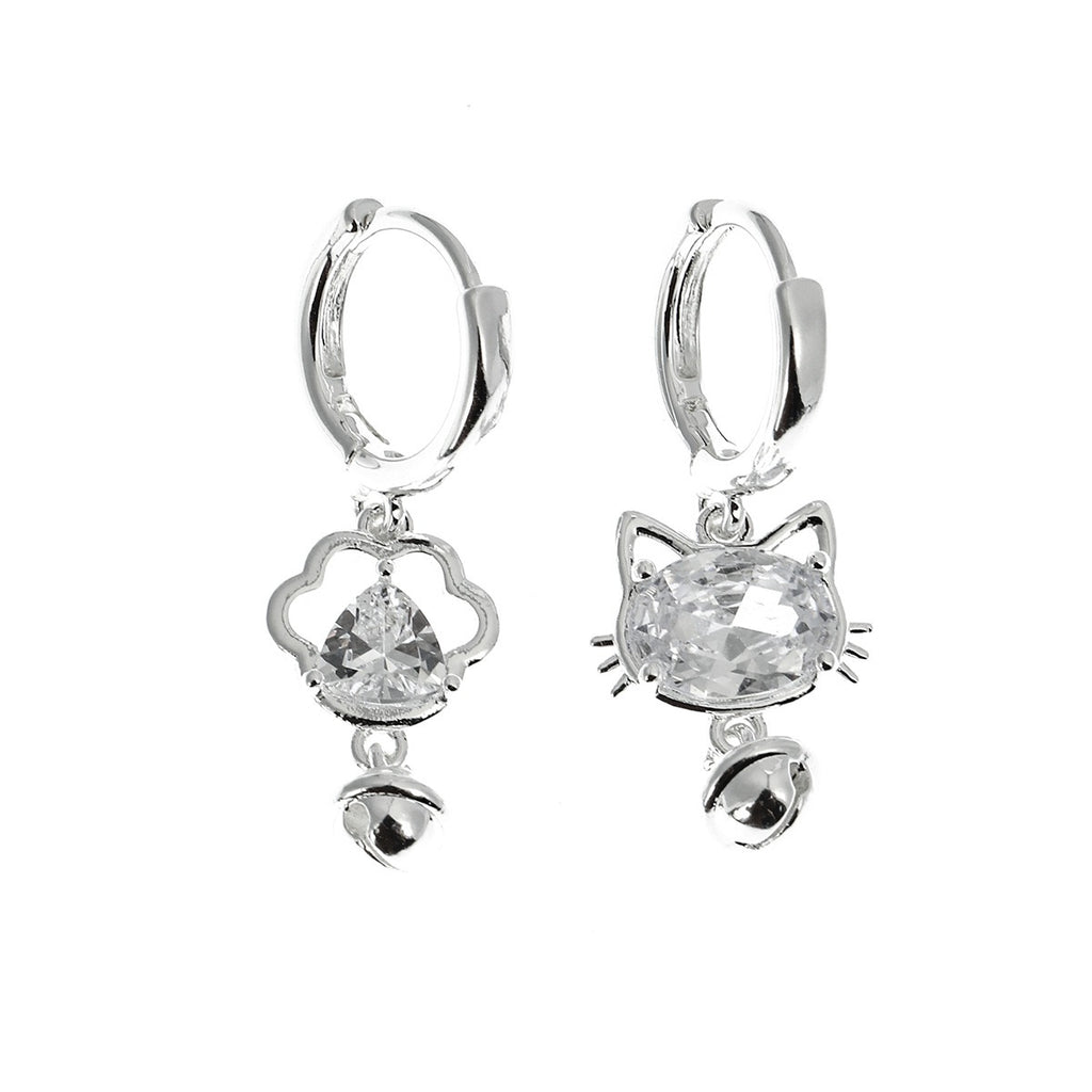S925 Cat Charm Hoop Earrings