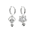 S925 Cat Charm Hoop Earrings