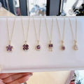 Purple Zirconia Flower Necklace