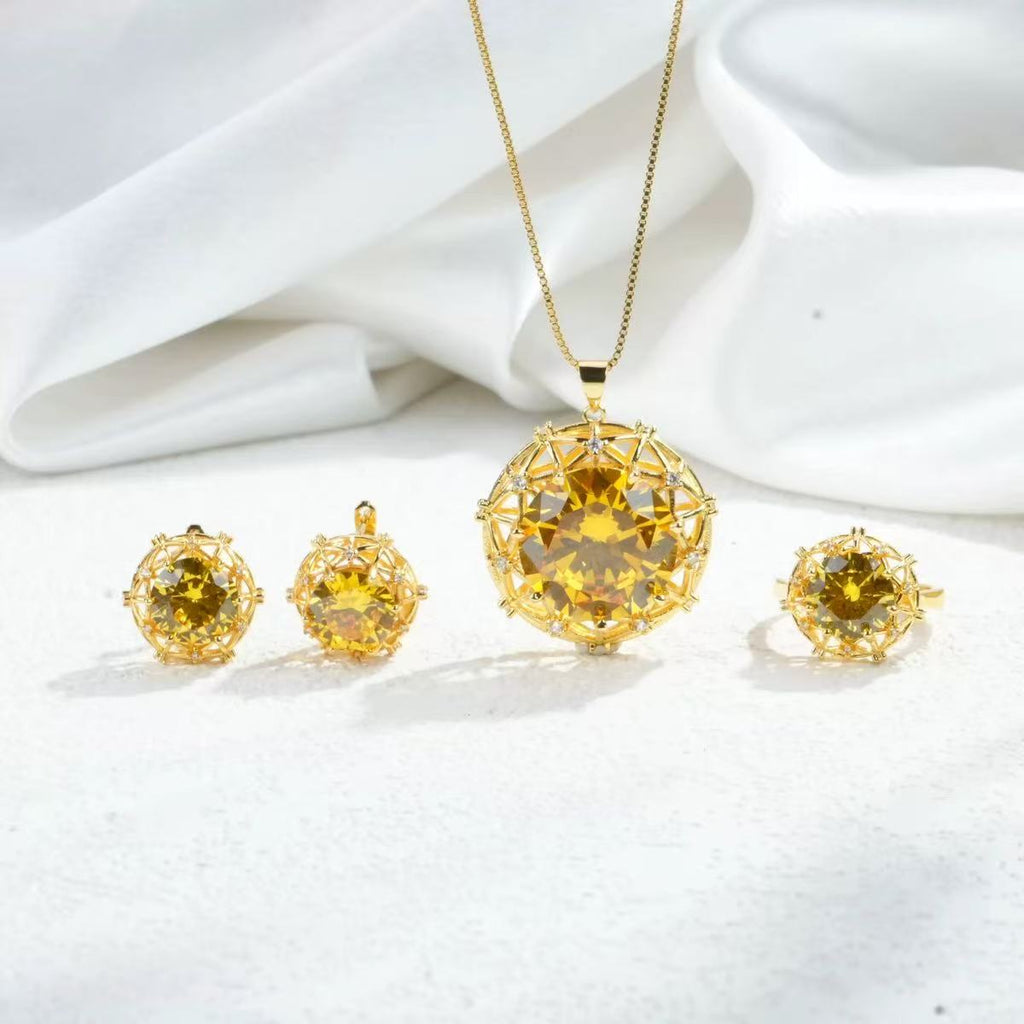 Citrine Bird's Nest Luxury Round Pendant Jewelry