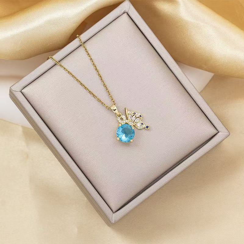 Butterfly Blue Zircon Jewelry Set
