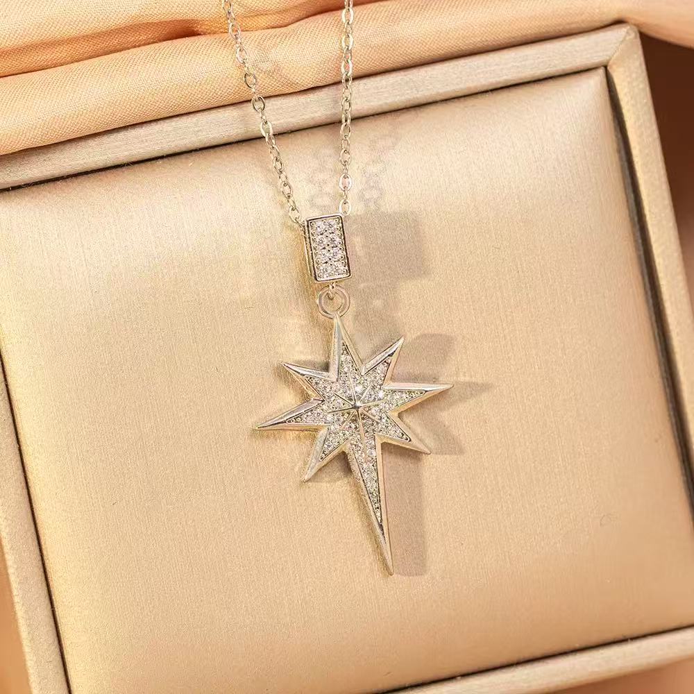 Titanium Steel Eight-Pointed Star Necklace