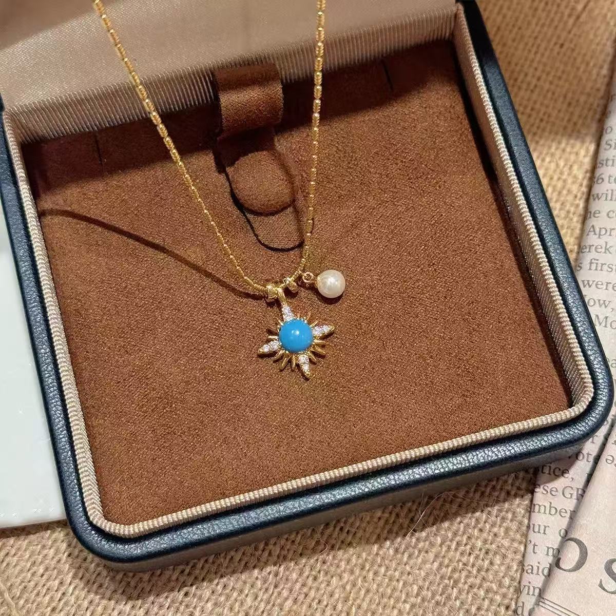 Blue Turquoise Star Pearl Necklace