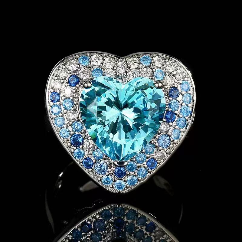 Ocean Heart Aquamarine Jewelry Set