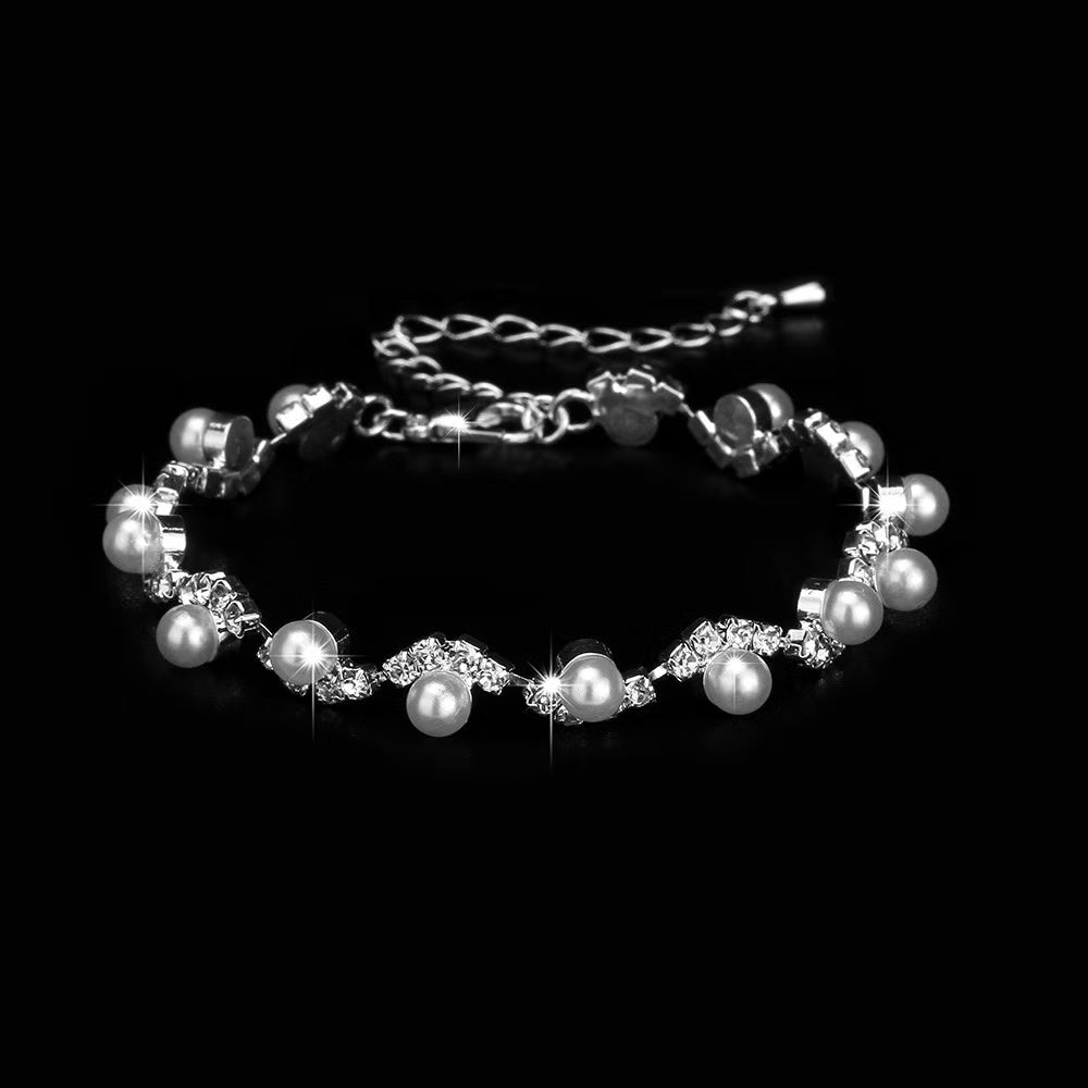 Crystal Pearl Chain Jewelry Set