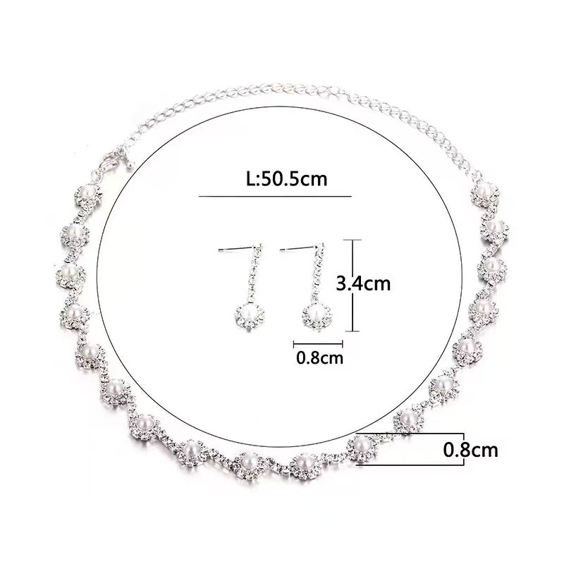 Crystal Pearl Chain Jewelry Set