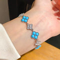18K Gold Turquoise Zircon Floral Bracelet