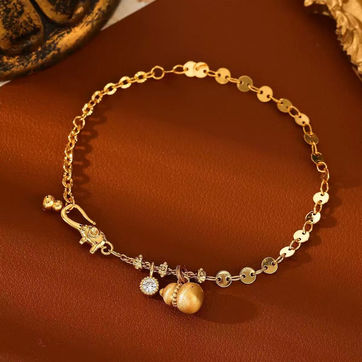 Copper Gold-Plated Brushed Gourd Necklace