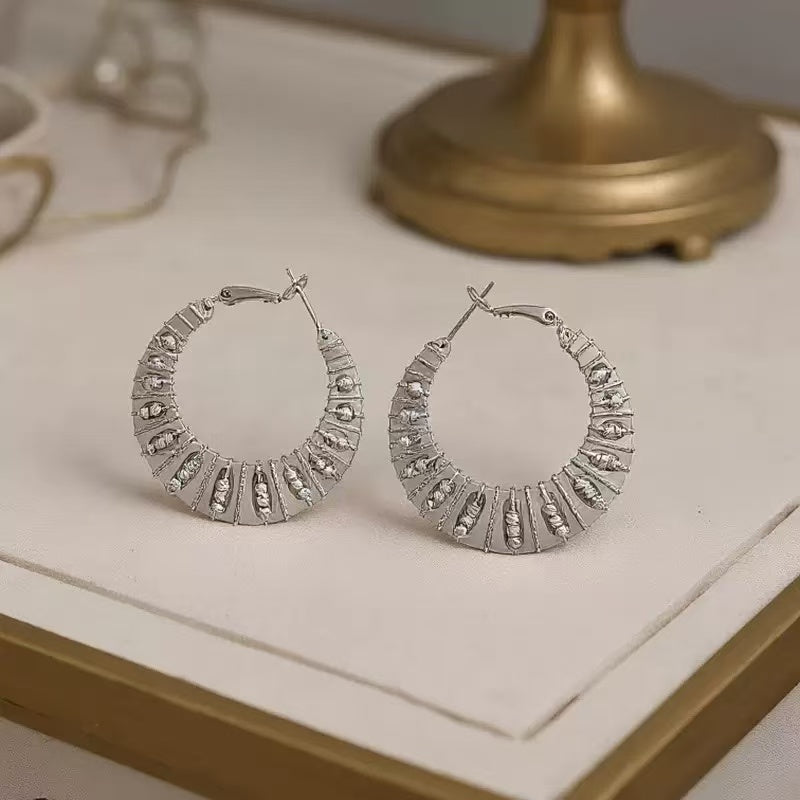 Geometric Hollow Round Handwoven Earrings