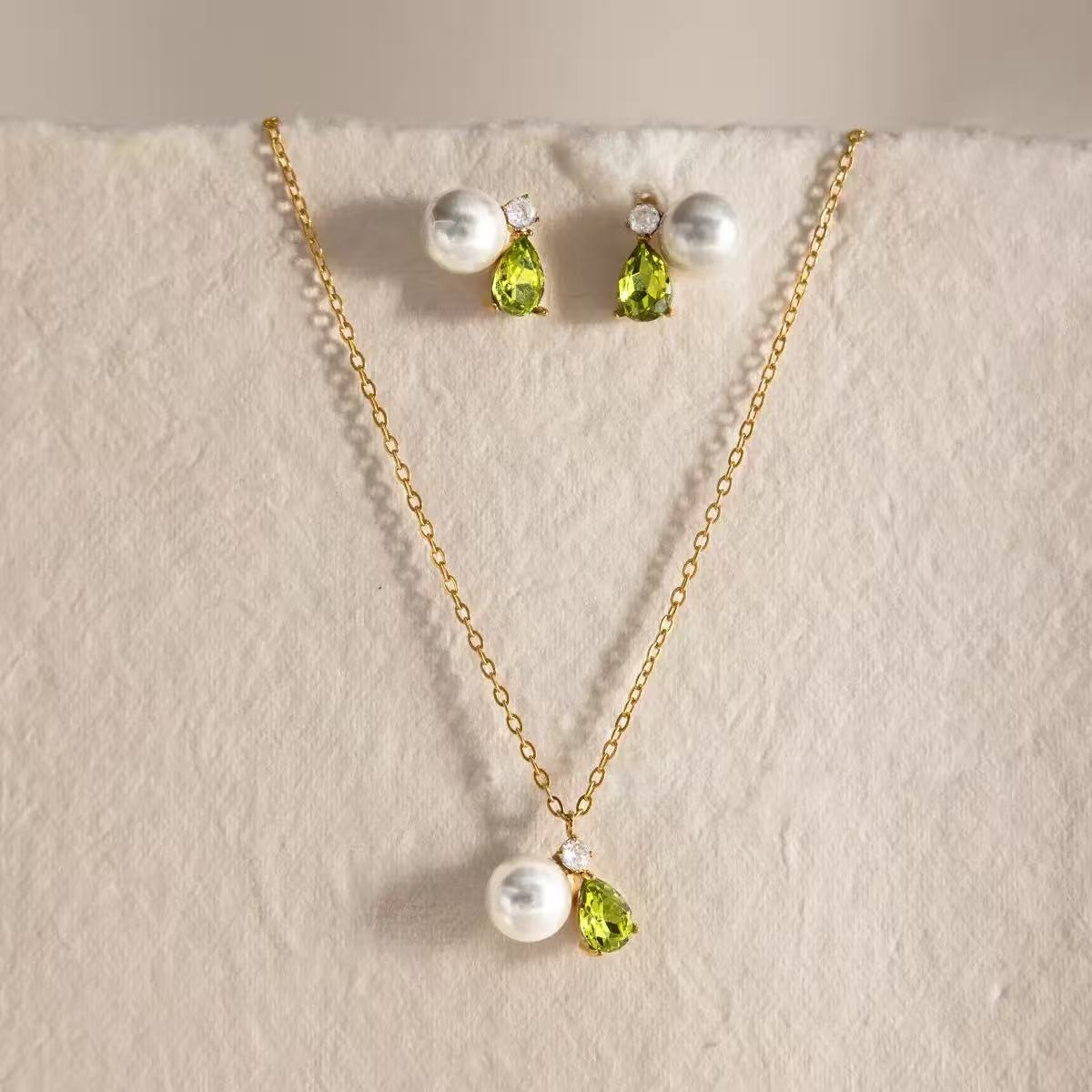 Stainless Steel Teardrop Rhinestone & Zircon Jewelry Set