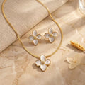 Titanium Steel Enamel Flower Necklace Set