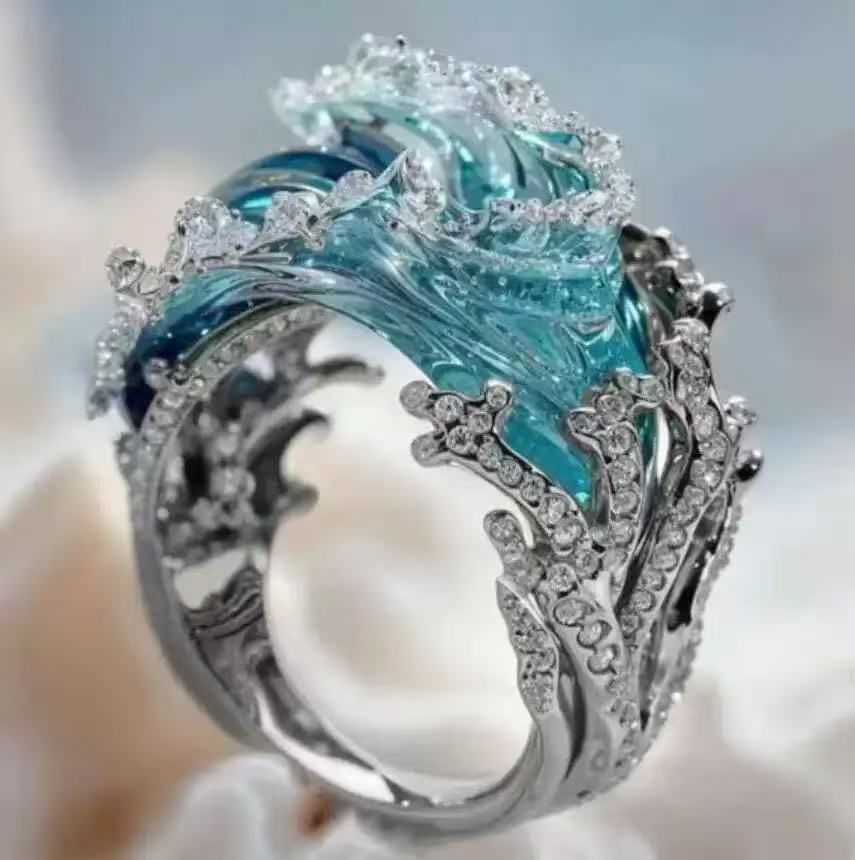 Blue Ocean Wave Jewelry Set