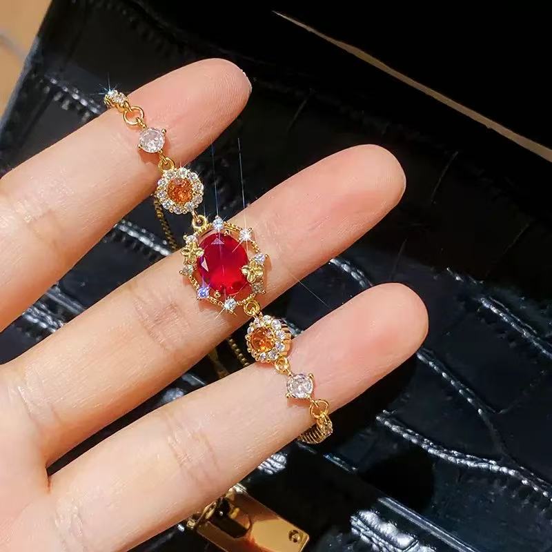 18K Gold Colorful Zirconia Halo Bracelet