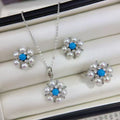 Pearl Turquoise Floral Jewelry Set