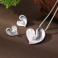 Enamel Pearl Heart Earring & Pendant Set