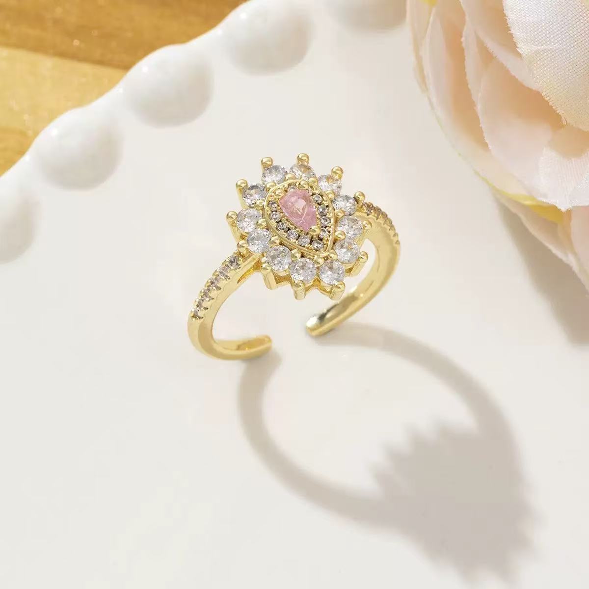 Vintage Pink Diamond Crown Open Ring