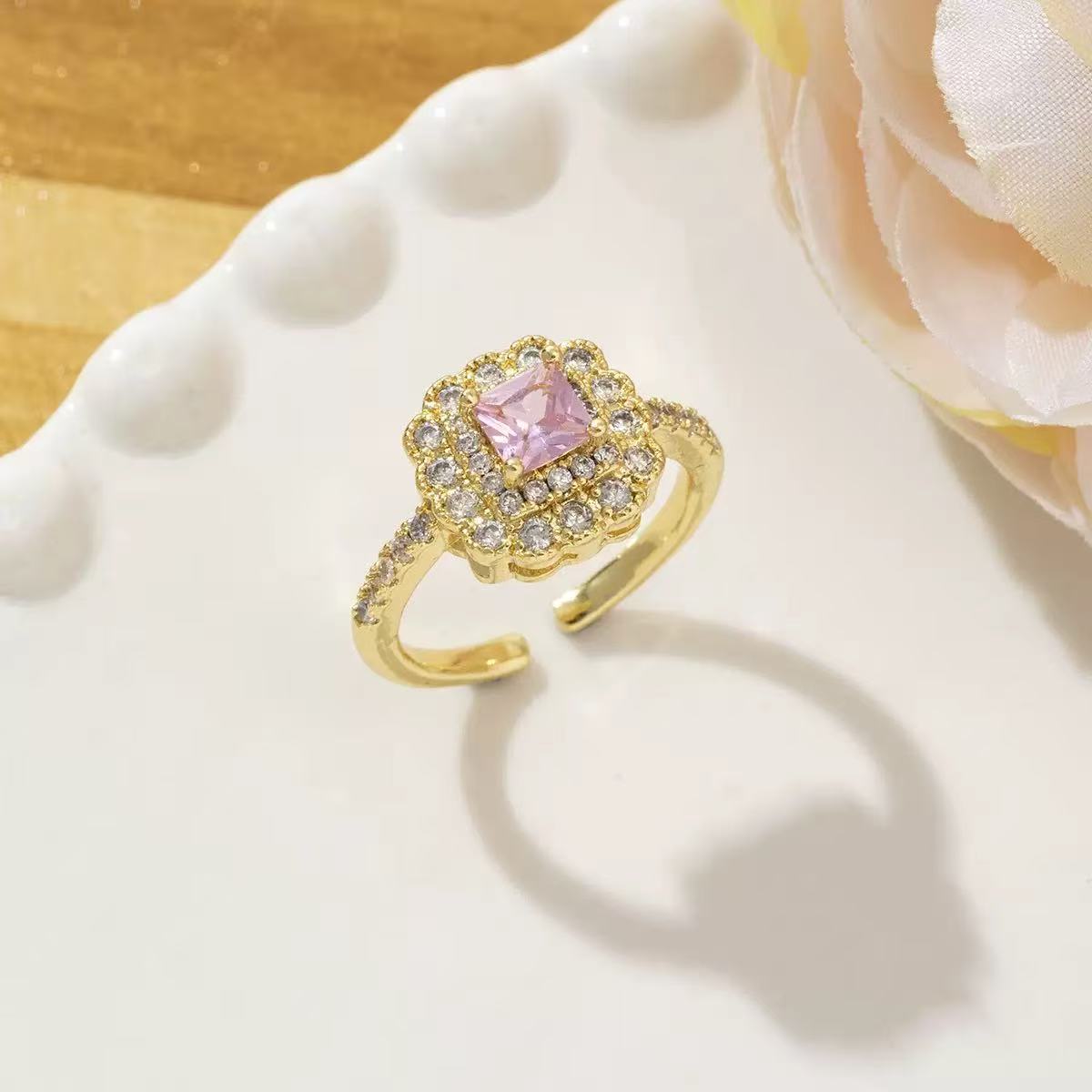 Vintage Pink Diamond Crown Open Ring