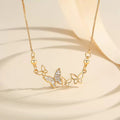 Copper Delicate Butterfly Zircon Necklace
