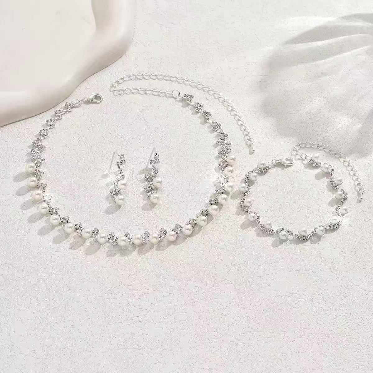 Full Diamond Pearl Luxury Jewelry Set