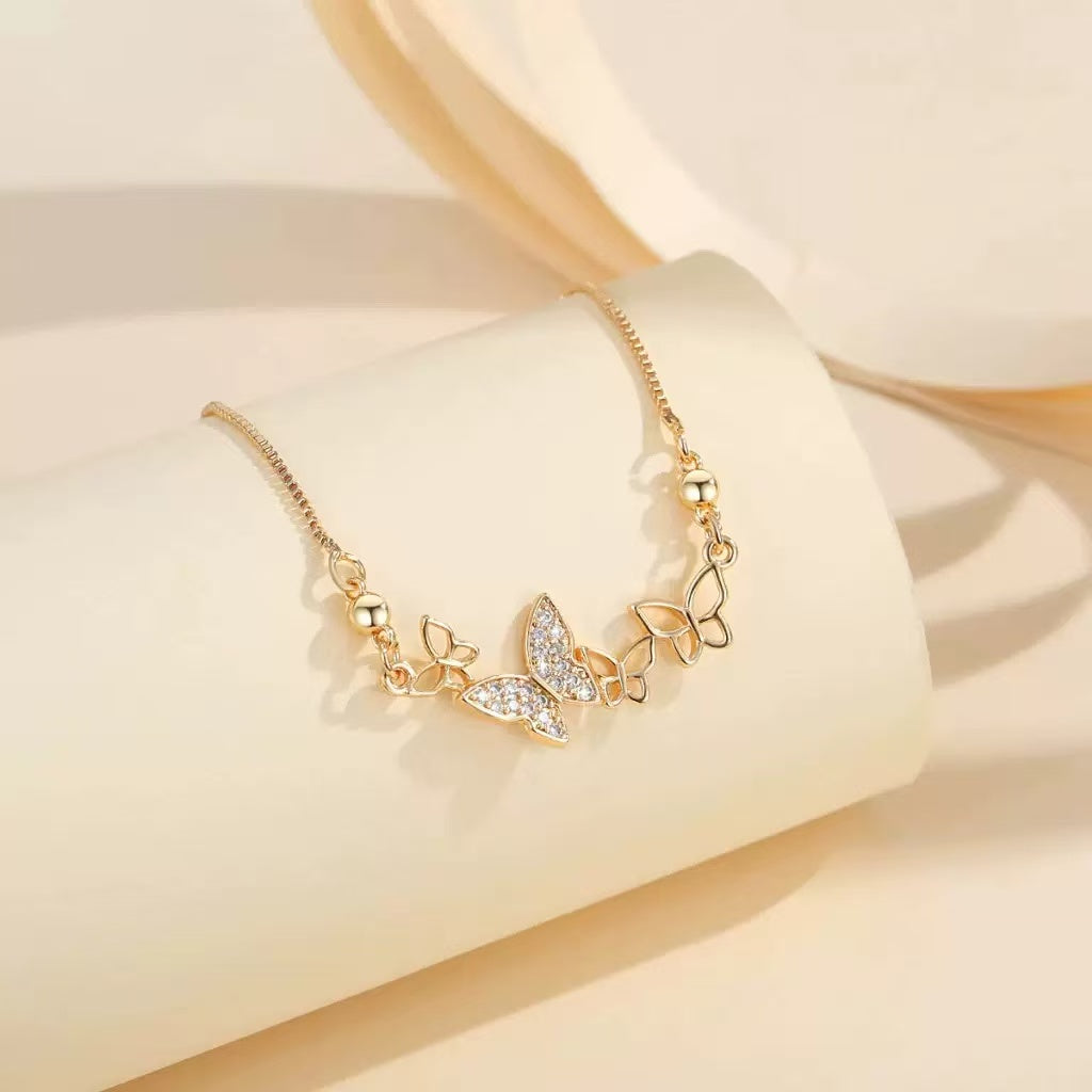 Copper Delicate Butterfly Zircon Necklace