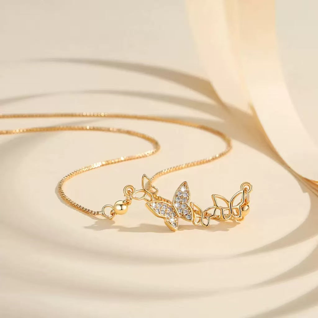 Copper Delicate Butterfly Zircon Necklace