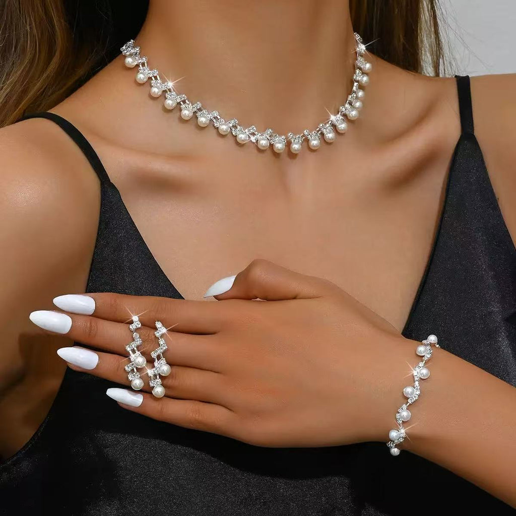 Full Diamond Pearl Luxury Jewelry Set